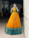 YNF 5028 MST Tasar Chex Patola Print With Weaving Work Border Gown With Koti Wholesale In India